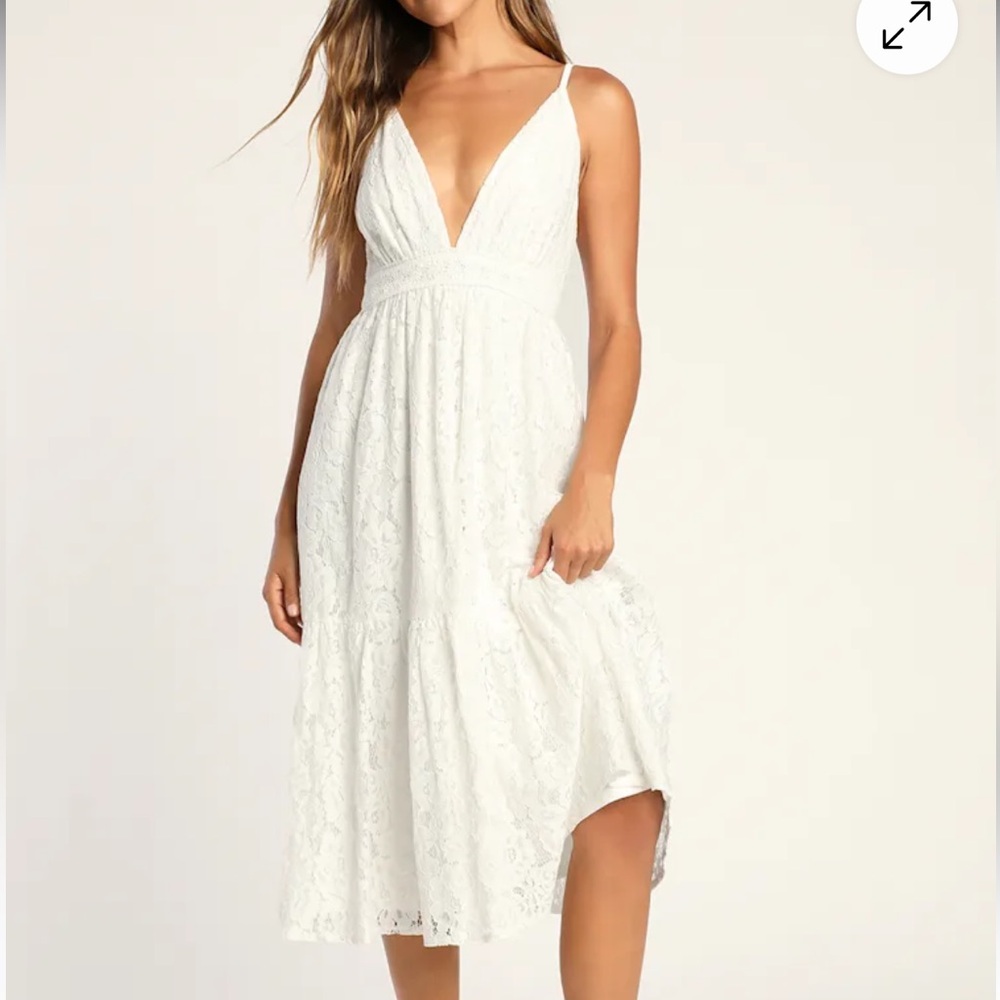Expressions of Style White Lace Sleeveless Midi White Dress
